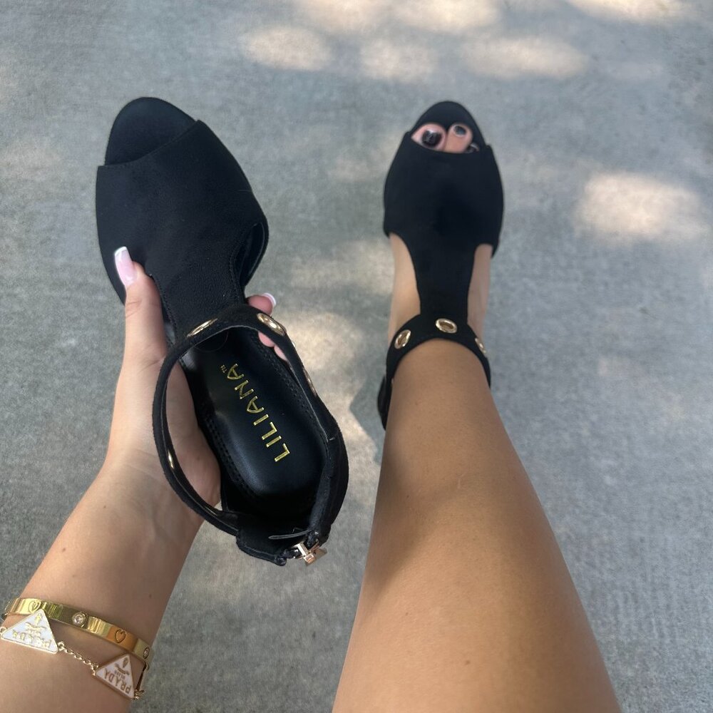 NEW LILLIANA HIGH HEEL Block Sandals with Eyelet Rings many sizes avalible